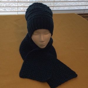 Hand Crocheted Slouch Hat & Scarf
